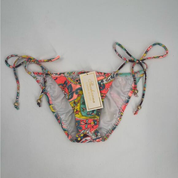 SHOSHANNA Bikini Bottoms Extra Small Paisley Floral String Neon Beach Swim NWT - Picture 11 of 12